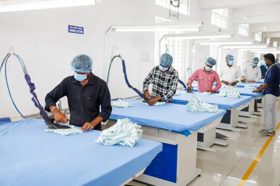 Garment ironing line at Cossmo Tex