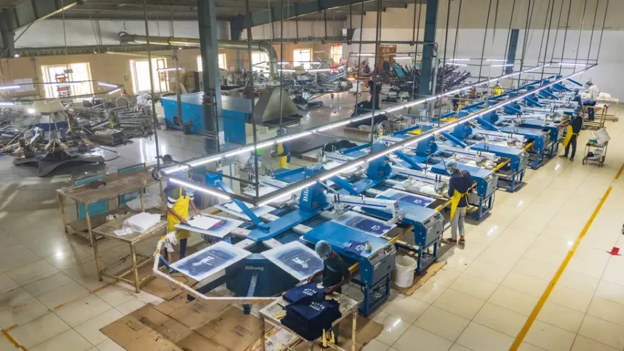 Garment printing floor at Cossmo Tex