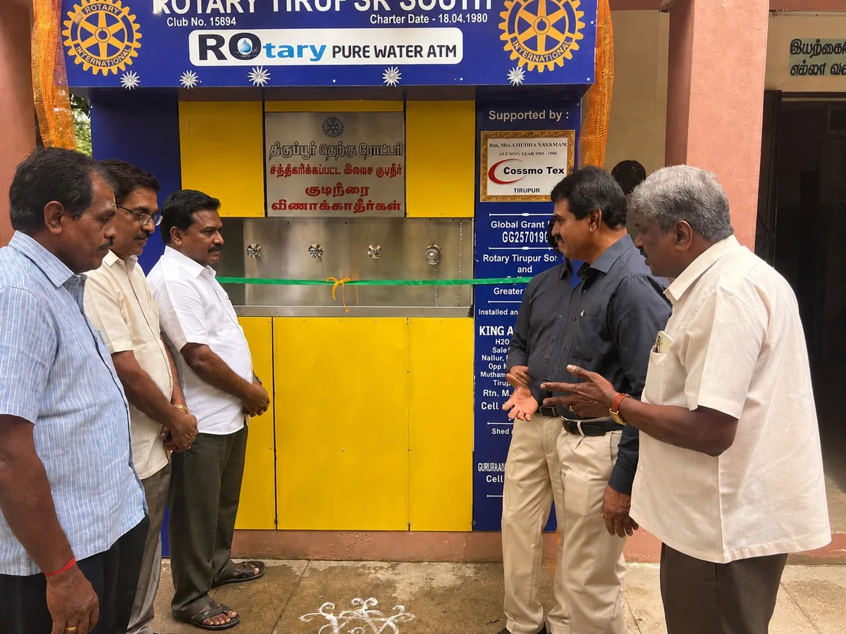 Community drinking-water ATM supported by Cossmo Tex and Rotary South