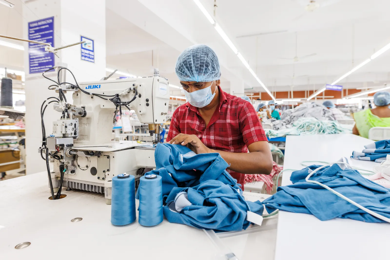 Sewing operation under in-line production monitoring